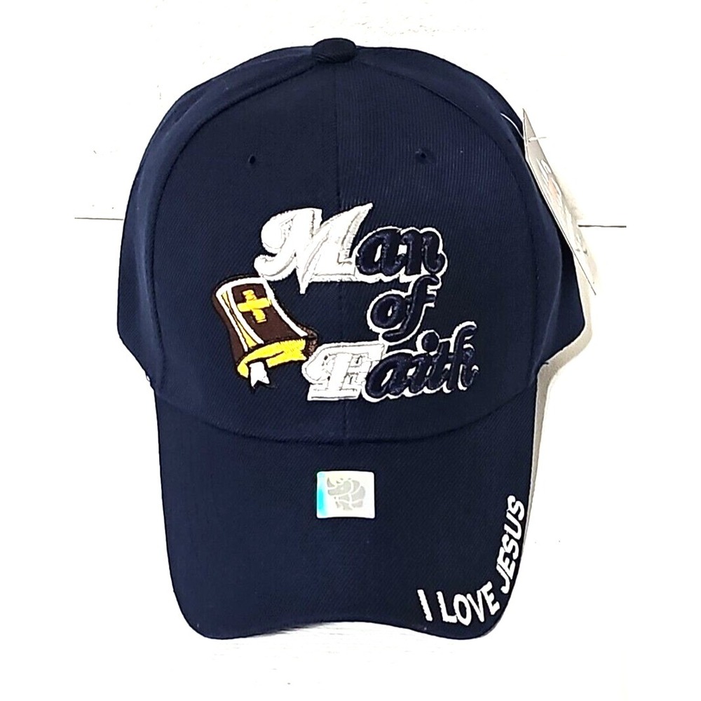 I LOVE JESUS &‎ MAN OF FAITH RELIGIOUS LOGO Blue BASEBALL CAP HAT